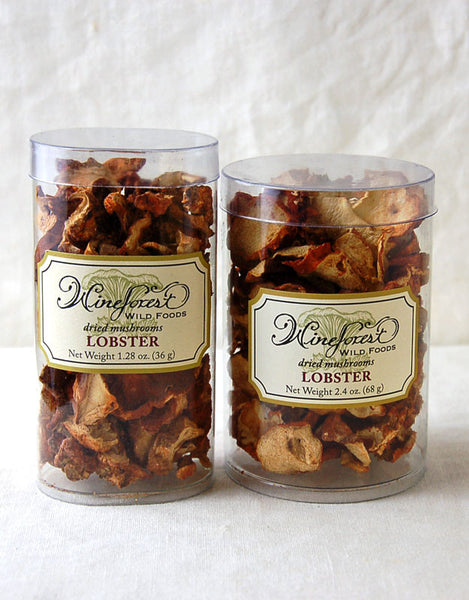 Wine Forest premium dried wild lobster mushroom slices in small and large resealable containers