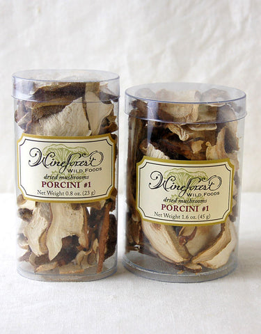 Wine Forest premium dried wild porcini#1 mushroom slices in small and large resealable containers