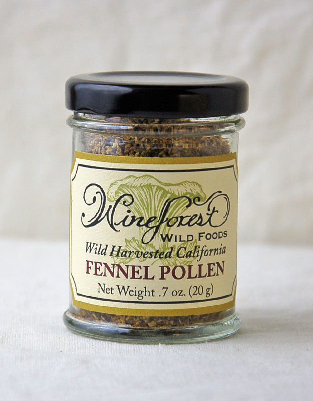 Jar of Wine Forest Wild Foods wild-harvested California fennel pollen, hand harvested and sourced with care