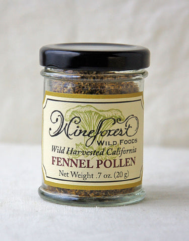 Jar of Wine Forest Wild Foods wild-harvested California fennel pollen, hand harvested and sourced with care