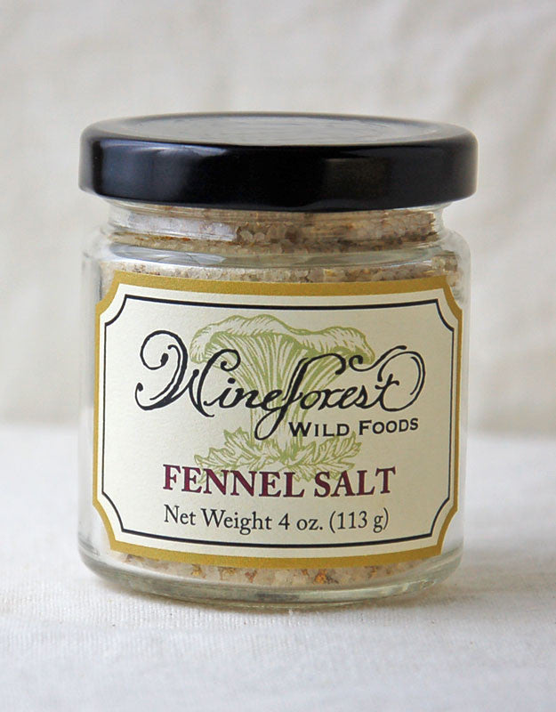Jar of Wine Forest Wild Foods fennel salt, hand harvested, blended and sourced with care