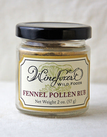 Jar of Wine Forest Wild Foods fennel pollen rub, hand blended and sourced with care
