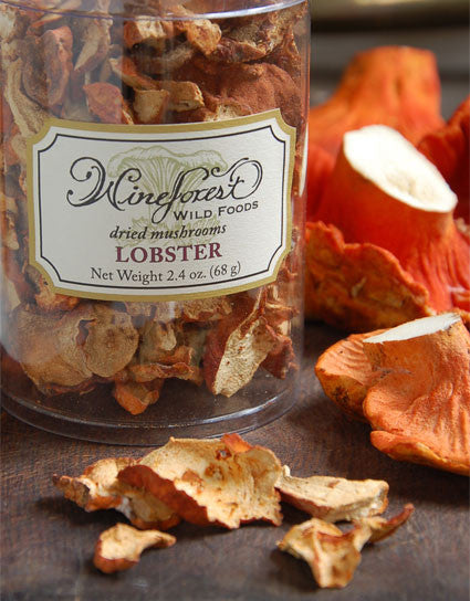 Wine Forest Wild Foods premium quality gourmet whole vibrant orange-red fresh and sliced Dried Wild Lobster Mushrooms